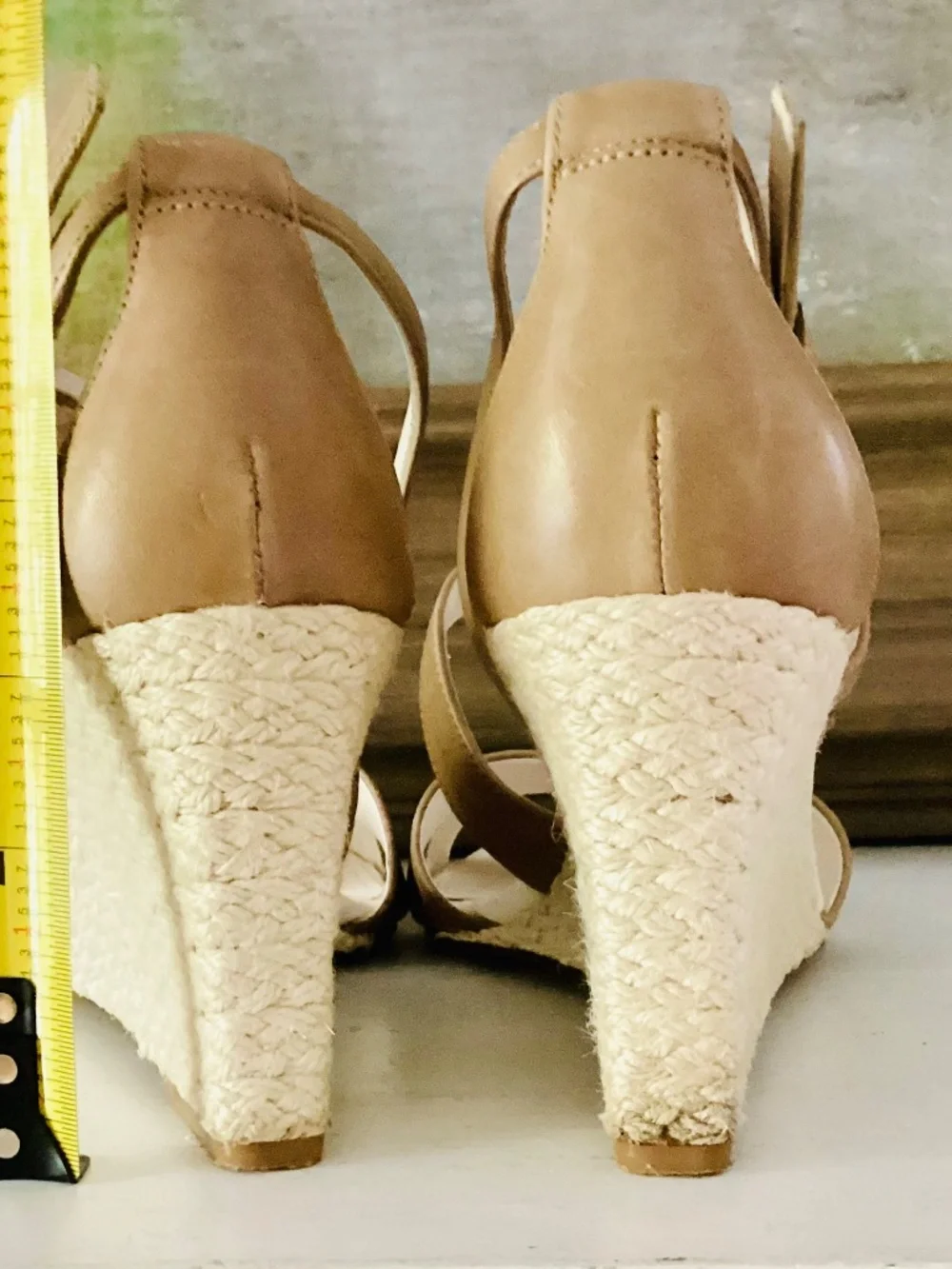 ENZO ANGIOLINI Espadrille Wedges Sandal Leather Tan crossover Strap Women’s 8M